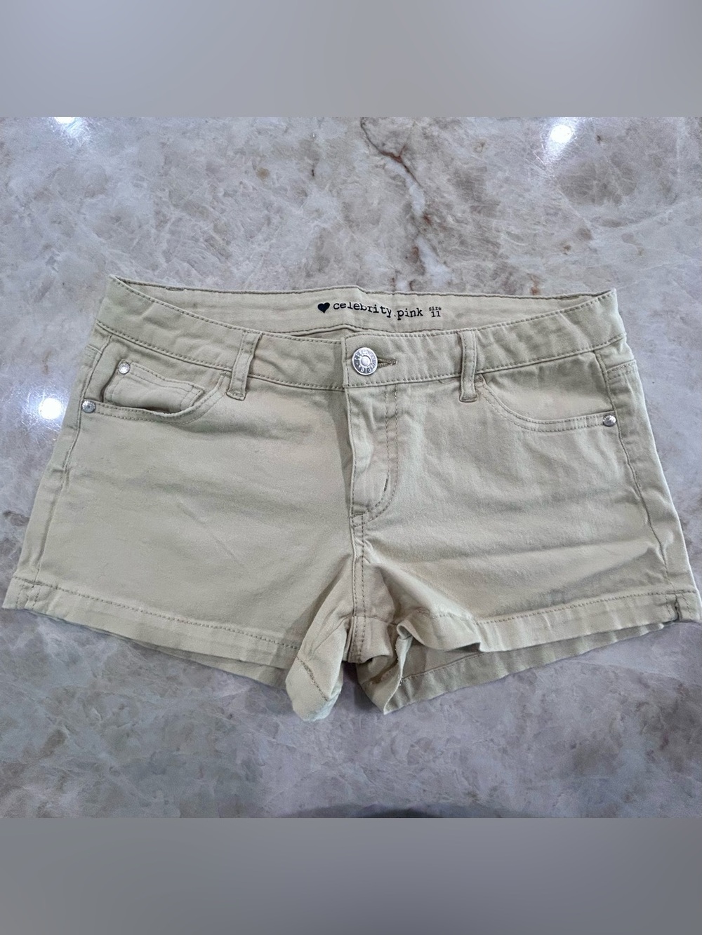 Celebrity Pink Beige Denim Shorts